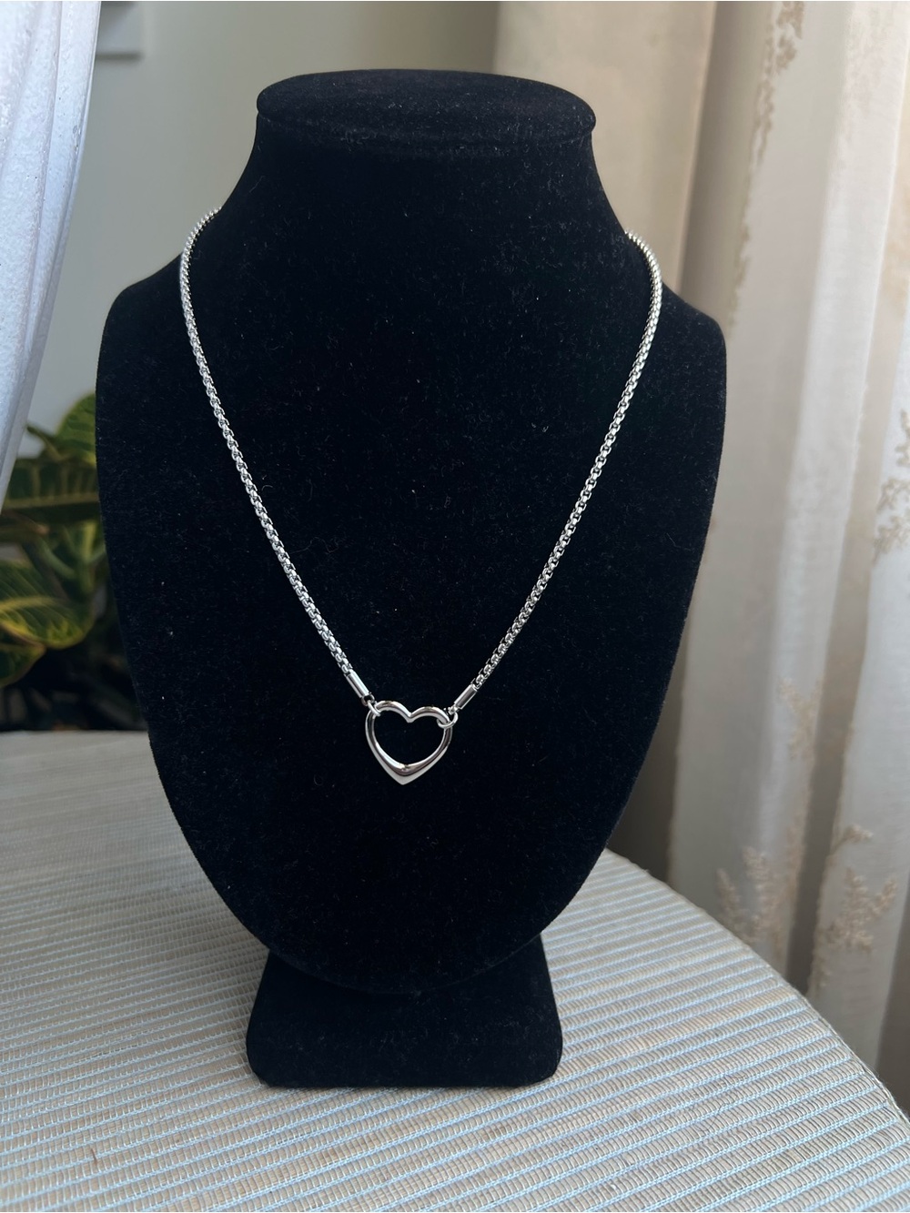 Plain Silver Heart Pendant box chain Necklace